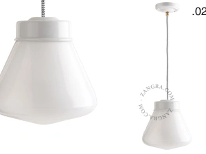 hvid porcelænspendellampe - glasskærm