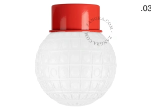 rød væg eller loftslampe - glas skærm - Ø 10 cm