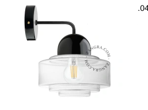 applique en porcelaine noire - globe en verre