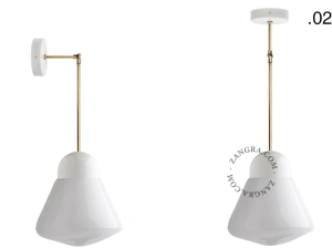 lampada in porcellana bianca - paralume in vetro