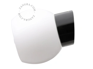 vägglampa i svart porslin för badrum med glasskärm – Ø 10cm - IP54