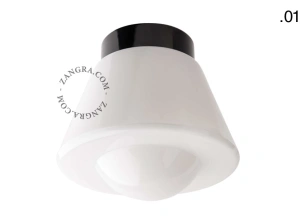 sort bakelit væg- eller loftslampe – glas skærm - Ø 9 cm