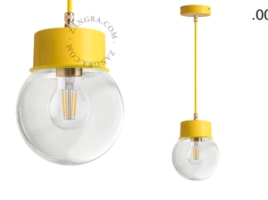 yellow pendant light - glass shade - Ø 10 cm