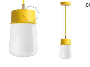 yellow pendant light - glass shade - Ø 10 cm