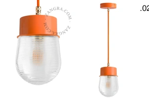 orange pendellampe - glasskærm - Ø 10 cm
