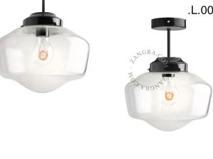 lampada da soffito nera - paralume in vetro