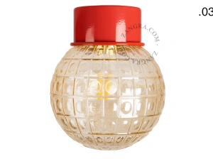 rød væg eller loftslampe - glas skærm - Ø 10 cm