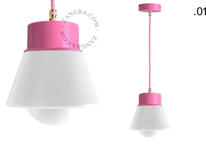 lámpara colgante rosa - pantalla de vidrio - Ø 10 cm