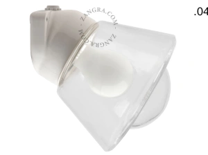 candeeiro de parede em porcelana branca para casa de banho - Ø 9,5 cm - abajur de vidro - IP54