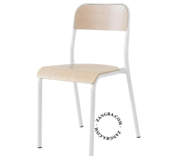 stackable wooden school chair - white
