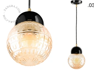 black porcelain pendant light - glass shade