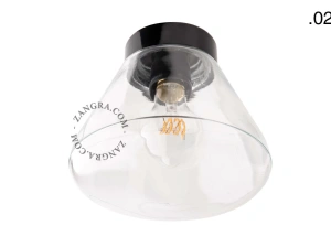 sort bakelit væg- eller loftslampe – glas skærm - Ø 9 cm