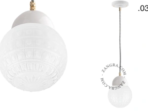 lámpara colgante de porcelana blanca - pantalla de vidrio