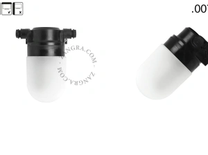badrum svart vägglampa med glasskärm - IP54