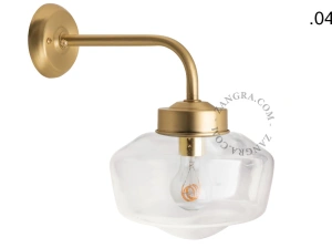 lampada da parete in ottone per esterni o per bagno – paralume in vetro - IP43
