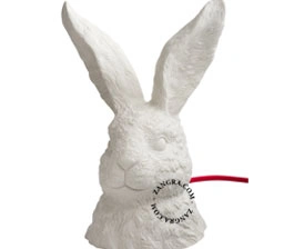 candeeiro de mesa em forma de coelho de porcelana branca