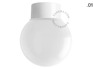lampa ścienna lub sufitowa biała - szklany klosz  - Ø 10 cm