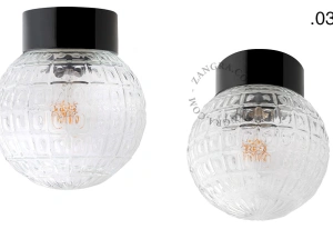 candeeiro de parede ou de teto em porcelana preta - abajur de vidro - Ø 10cm - IP54