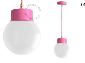 lámpara colgante rosa - pantalla de vidrio - Ø 10 cm