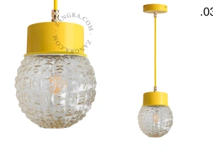 yellow pendant light - glass shade - Ø 10 cm