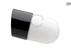 aplique de baño de porcelana negra - pantalla de vidrio - Ø 8,5cm - IP54