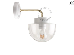 aplique en porcelana blanca y latón - pantalla de vidrio