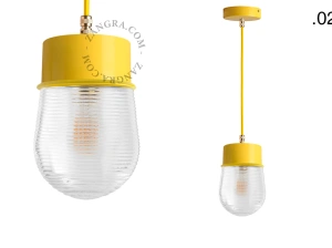 yellow pendant light - glass shade - Ø 10 cm