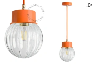 orange pendellampe - glasskærm - Ø 10 cm