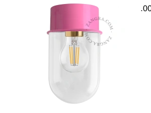 pink wall or ceiling light - glass shade - Ø 10 cm