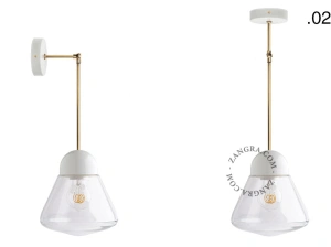 lampada in porcellana bianca - paralume in vetro