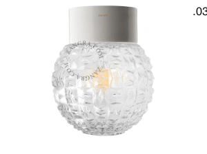 candeeiro de parede ou de teto em porcelana branca - abajur de vidro - Ø 10cm - IP54