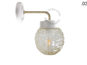 aplique en porcelana blanca y latón - pantalla de vidrio
