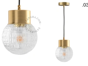 brass pendant light - glass shade - Ø 10 cm