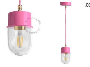 candeeiro suspenso rosa - abajur de vidro - Ø 8,5cm