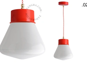 lampada a sospensione rossa - paralume in vetro - Ø 10 cm