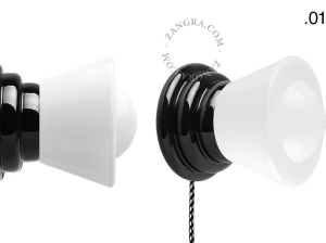 czarna porcelanowa lampa ścienna Art Deco Danilo z włącznikiem