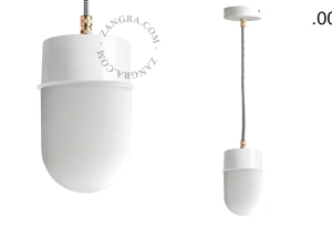 hvid pendellampe - glasskærm - Ø 10 cm