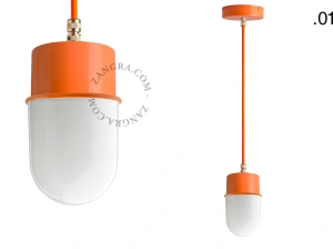 orange pendellampa - glasskärm - Ø 8,5 cm