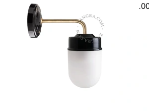 applique en porcelaine noire avec globe en verre