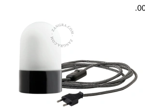 black porcelain table lamp - glass shade - Ø 10 cm