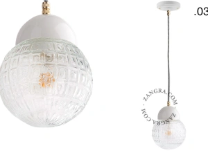 lámpara colgante de porcelana blanca - pantalla de vidrio
