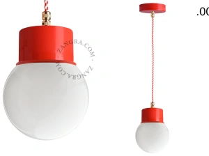 suspension rouge - globe en verre - Ø 8,5 cm