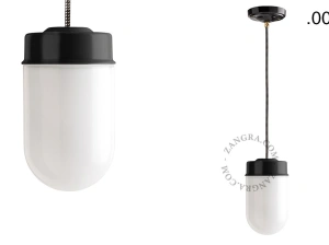 czarna lampa wisząca porcelana ze szklanym kloszem
