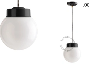 czarna lampa wisząca porcelana ze szklanym kloszem