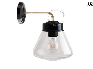 applique en porcelaine noire avec globe en verre