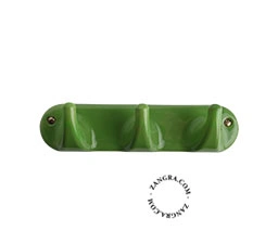 percha 3 ganchos de porcelana verde
