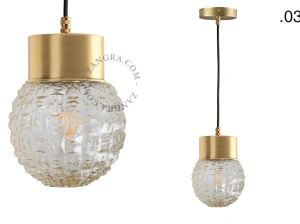 brass pendant light - glass shade - Ø 10 cm