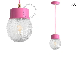 lámpara colgante rosa - pantalla de vidrio - Ø 10 cm