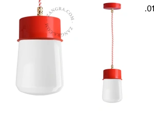 lampada a sospensione rossa - paralume in vetro - Ø 10 cm