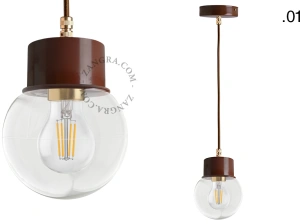 suspension marron - globe en verre - Ø 8,5 cm